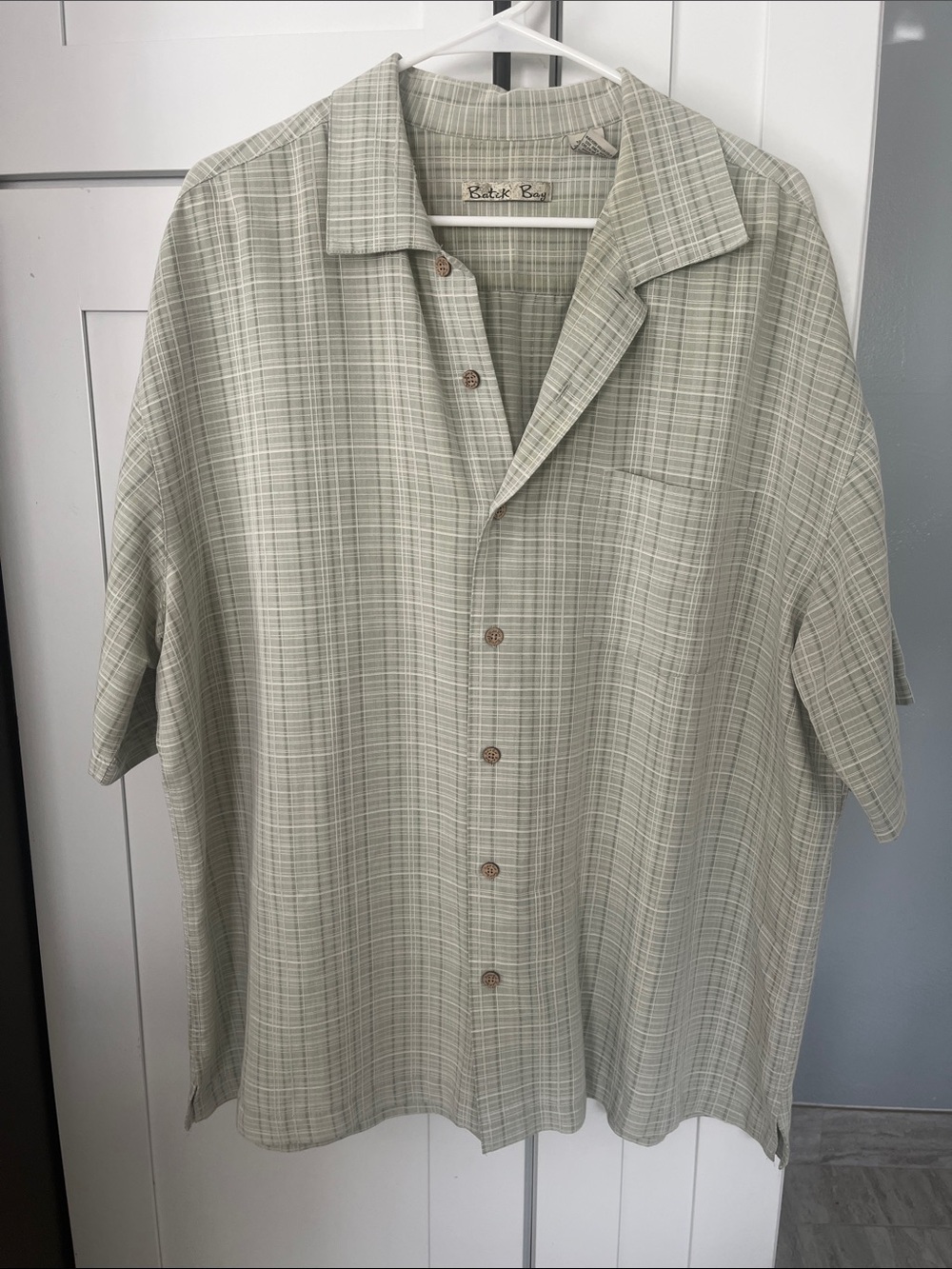 Botanica Bay Sage Plaid Short-Sleeve Button-Down Shirt
